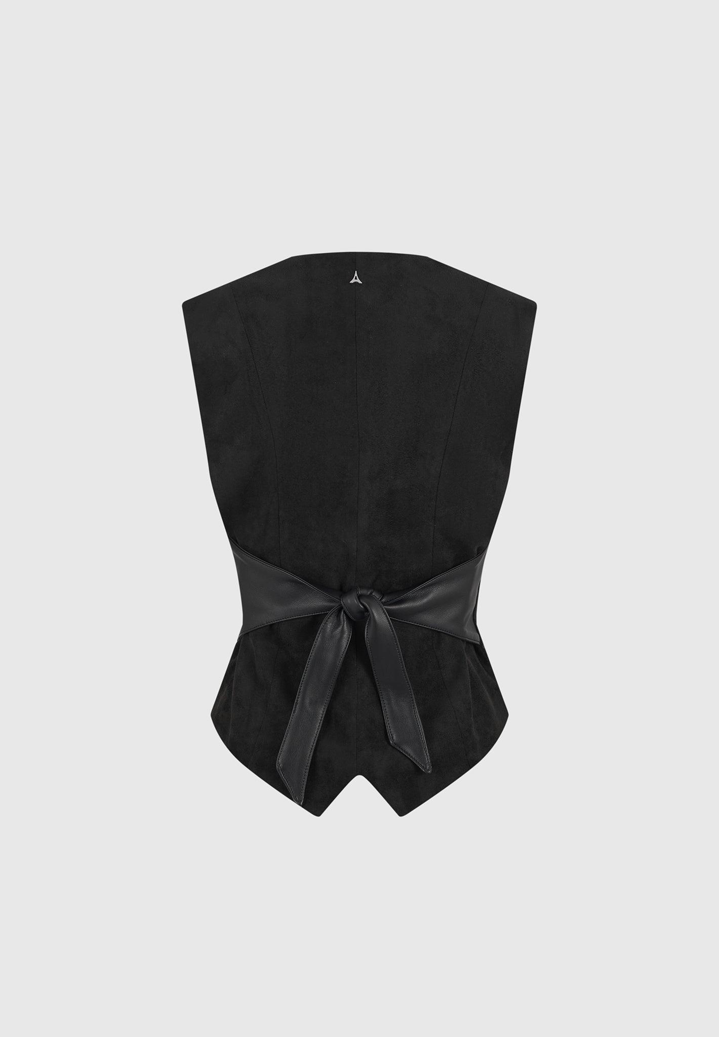 Christine - Suede Cinch Waistcoat - Black Female Product Image