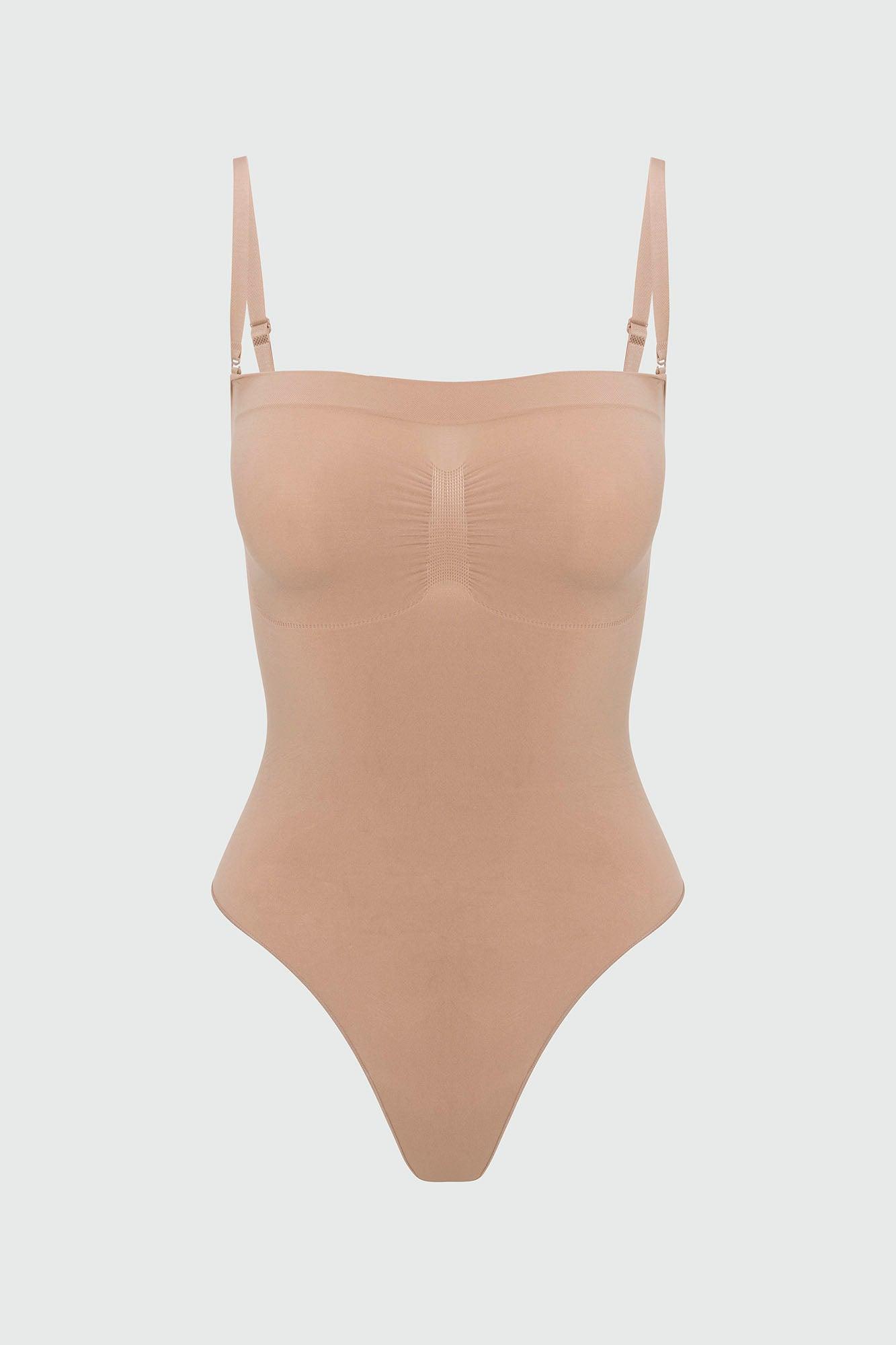 Nova Sculpt Seamless Strong Compression Strapless Thong Bodysuit - Nude Female Product Image