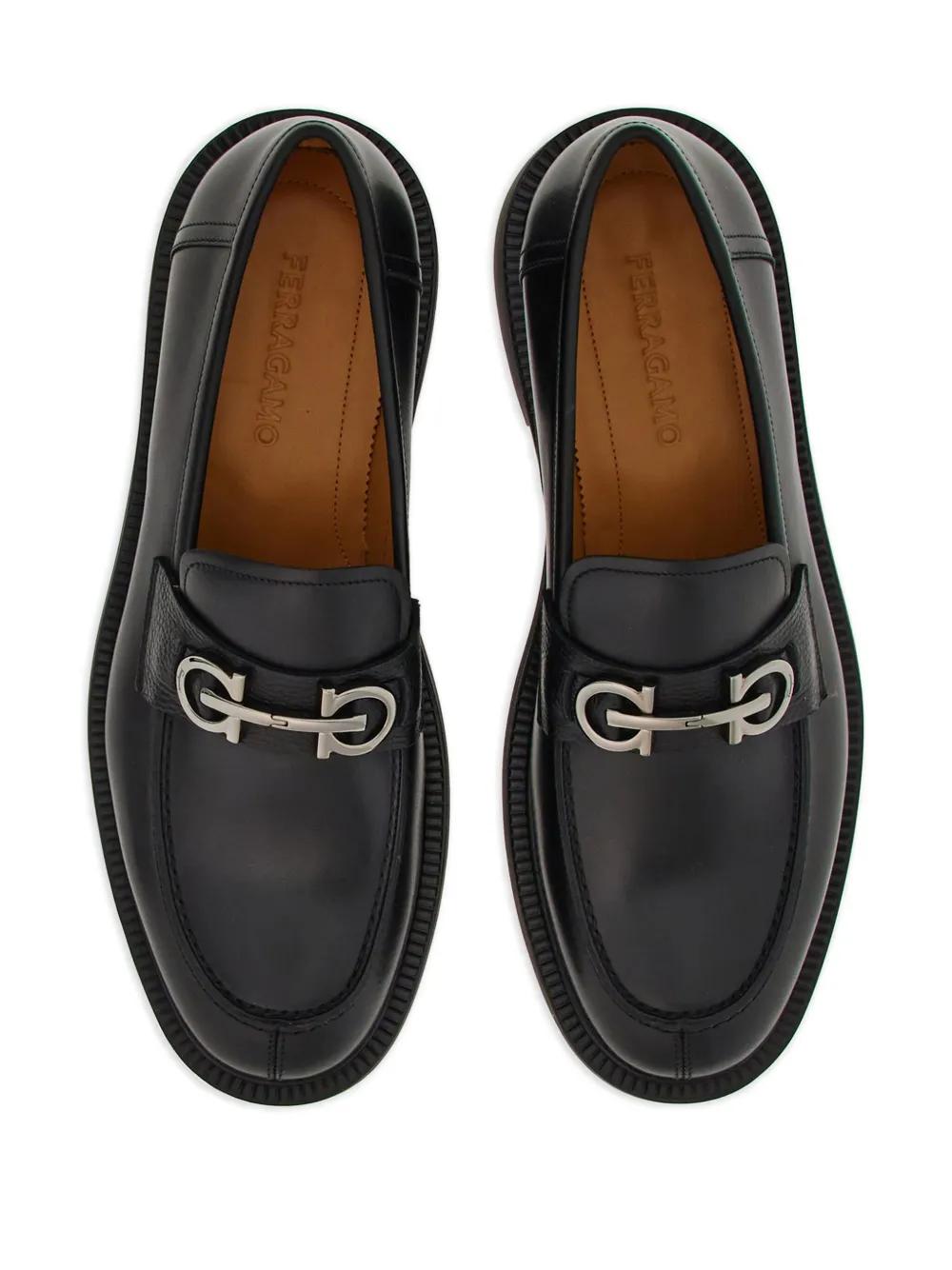 Gancini-plaque leather loafers Product Image