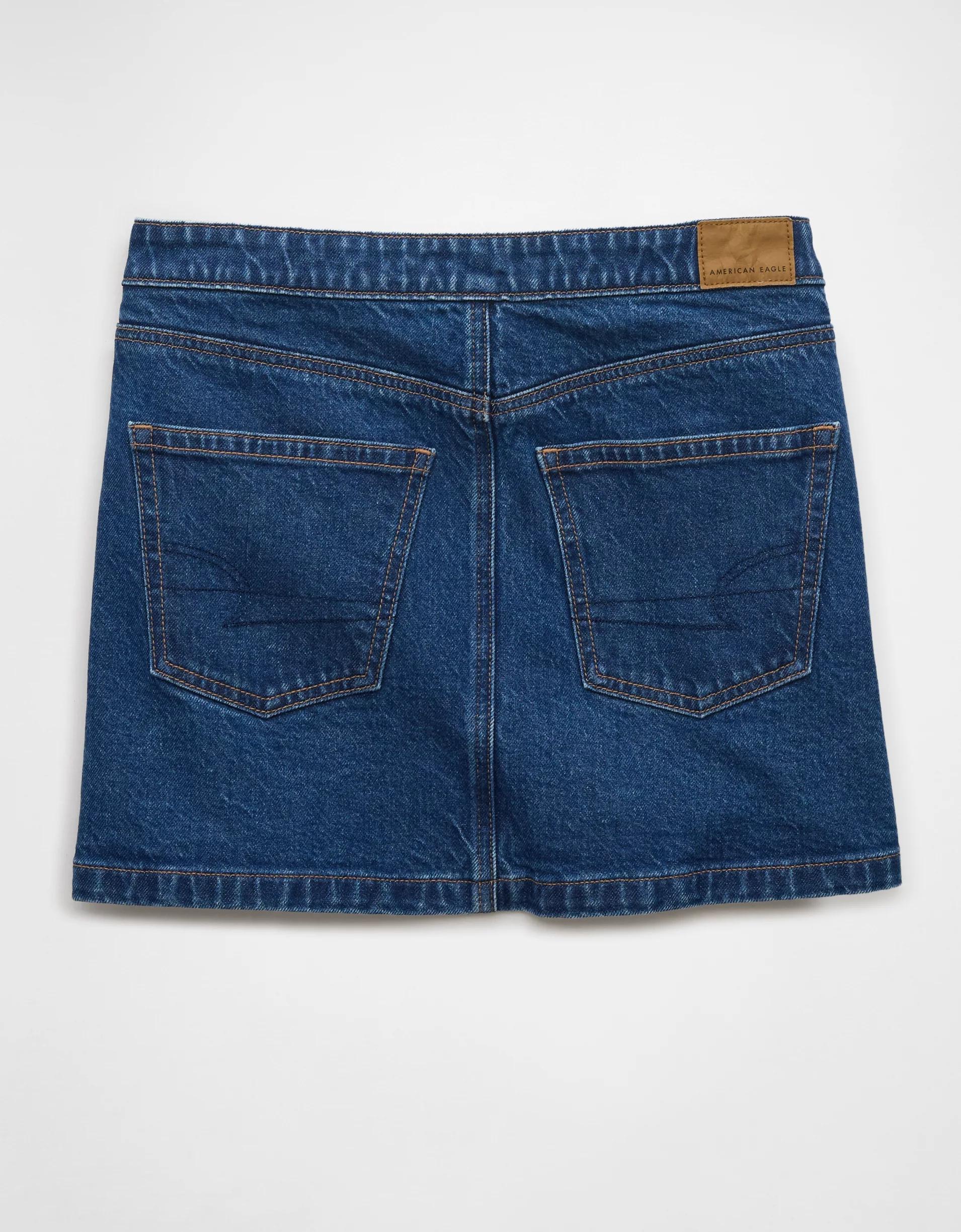 AE Stretch Crossover Denim Mini Skirt Product Image