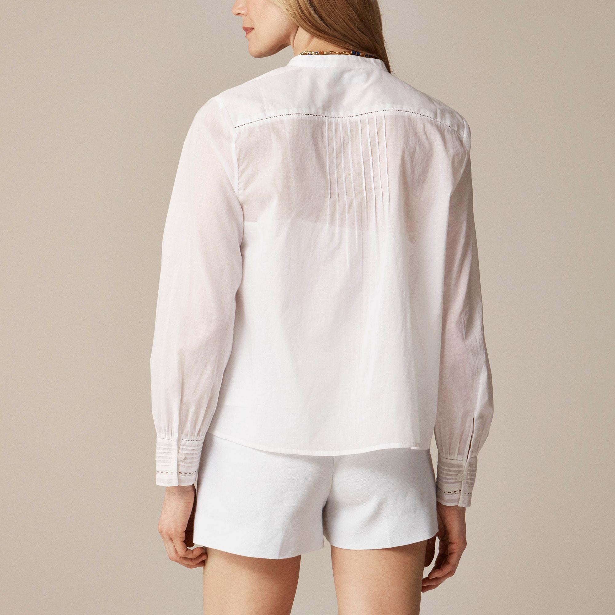 Pintuck lace-trim top in cotton voile Product Image