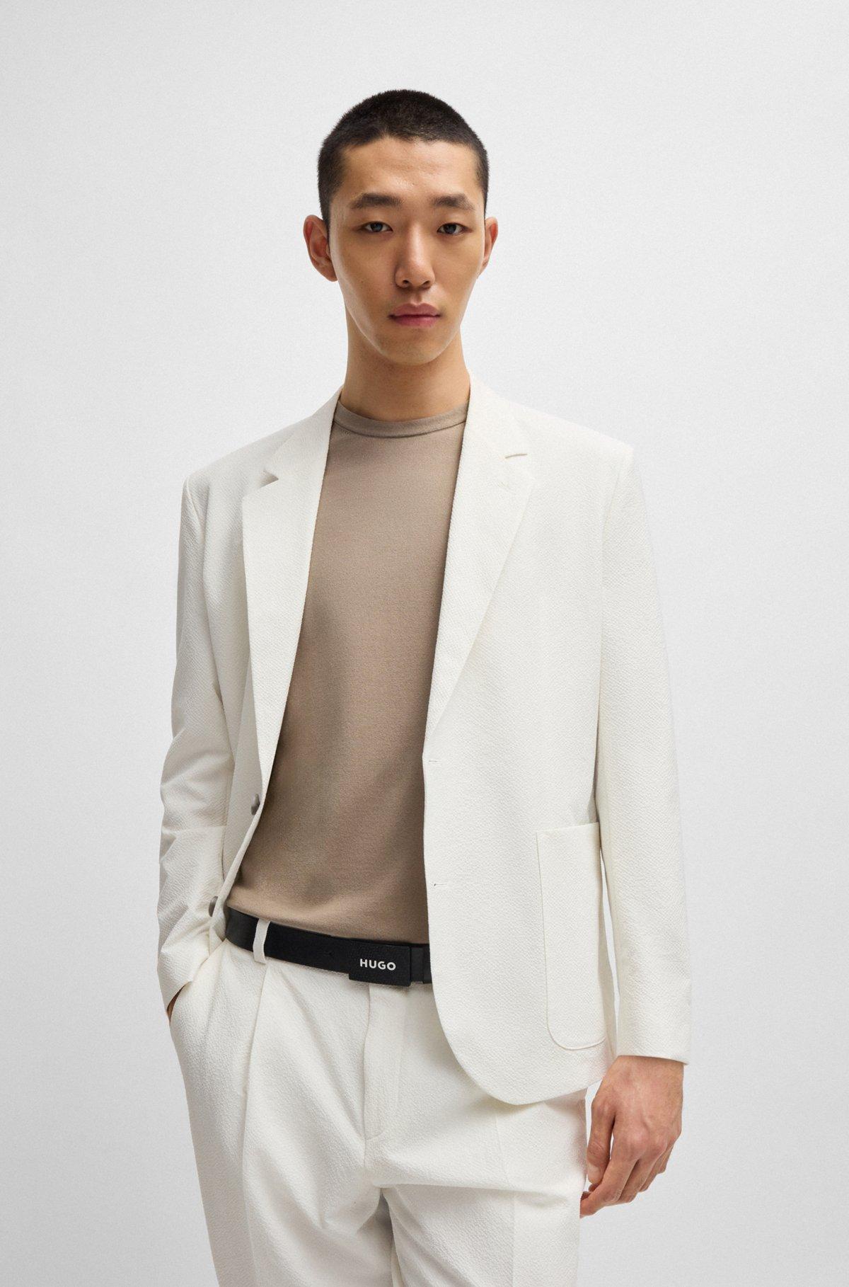 Matte leather belt with branded plaque buckle Product Image