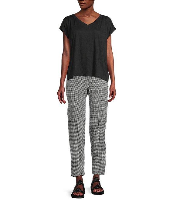 Eileen Fisher Organic Linen Jersey V-Neck Cap Sleeve Top Product Image