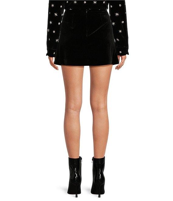 Chelsea & Violet Justina Velvet High Rise A-Line Split Hem Mini Skirt Product Image