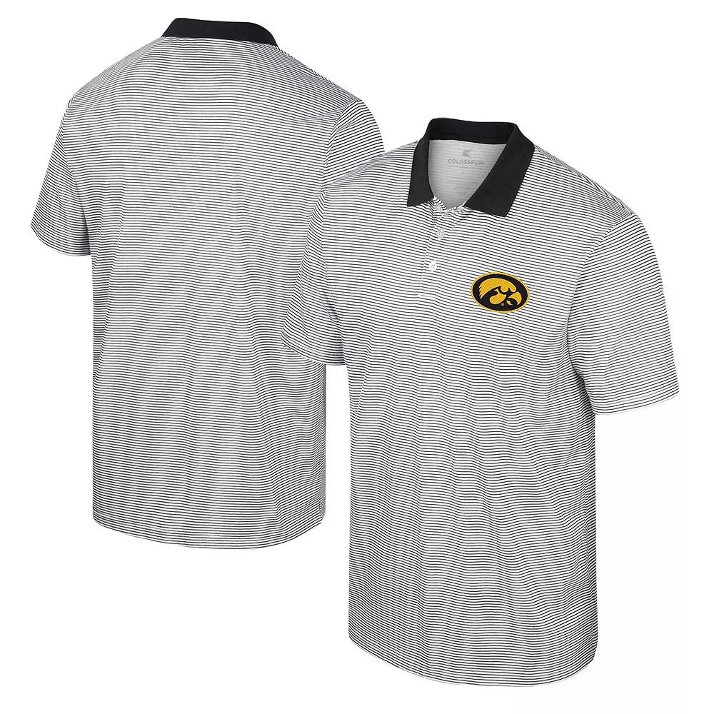 Men's Colosseum White Iowa Hawkeyes Print Stripe Polo,  Product Image