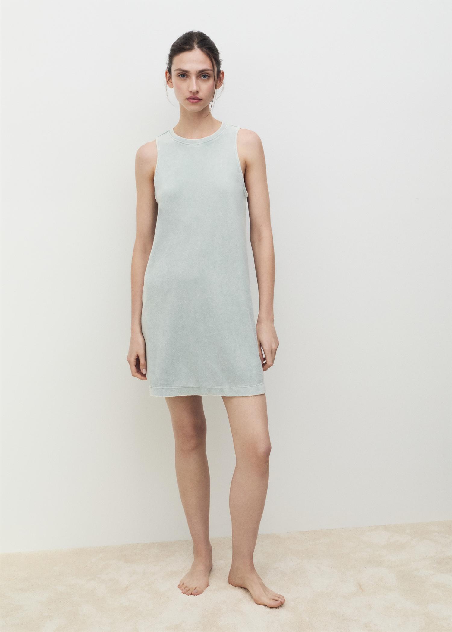 Overdyed terry cotton nightgown - Women | MANGO USA Product Image