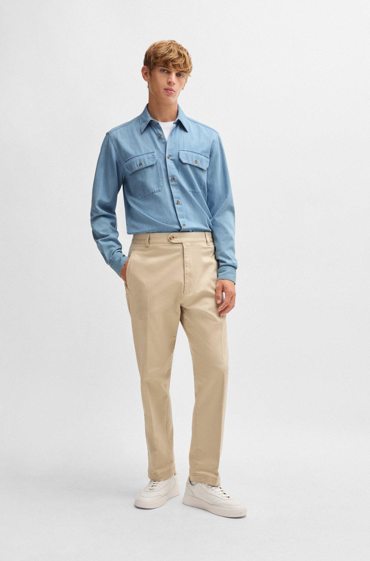 BOSS - Regular-fit shirt in blue cotton denim - Light Blue Product Image