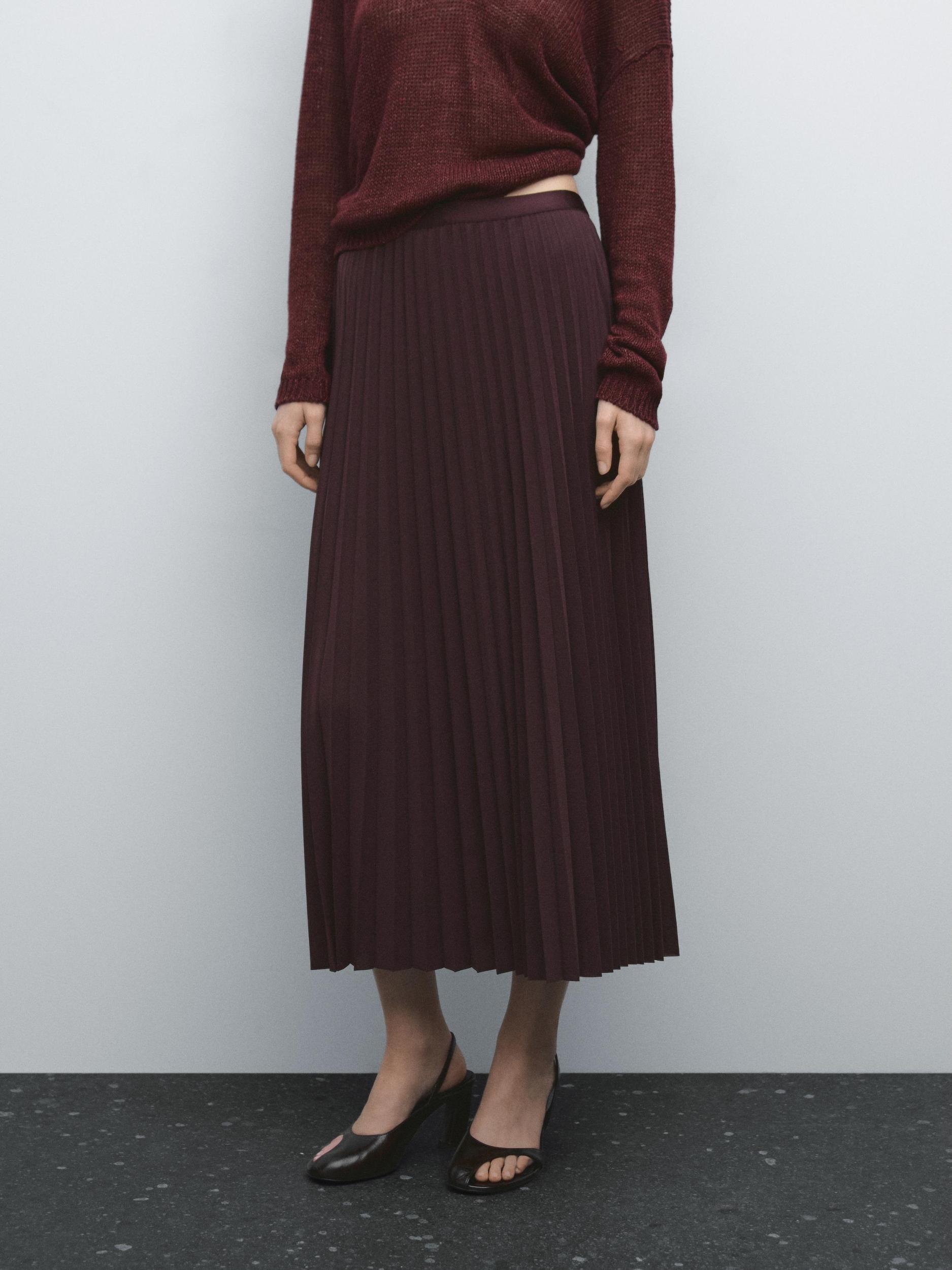 Long pleated flared skirt Product Image