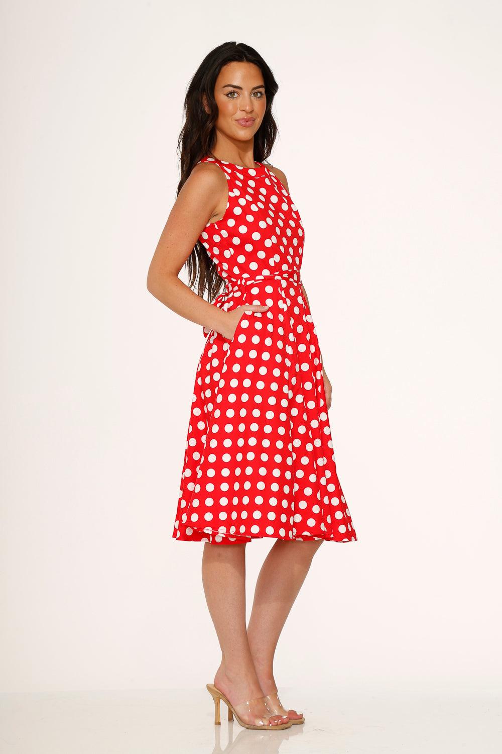 Red Polka Dot Swing Dress Product Image