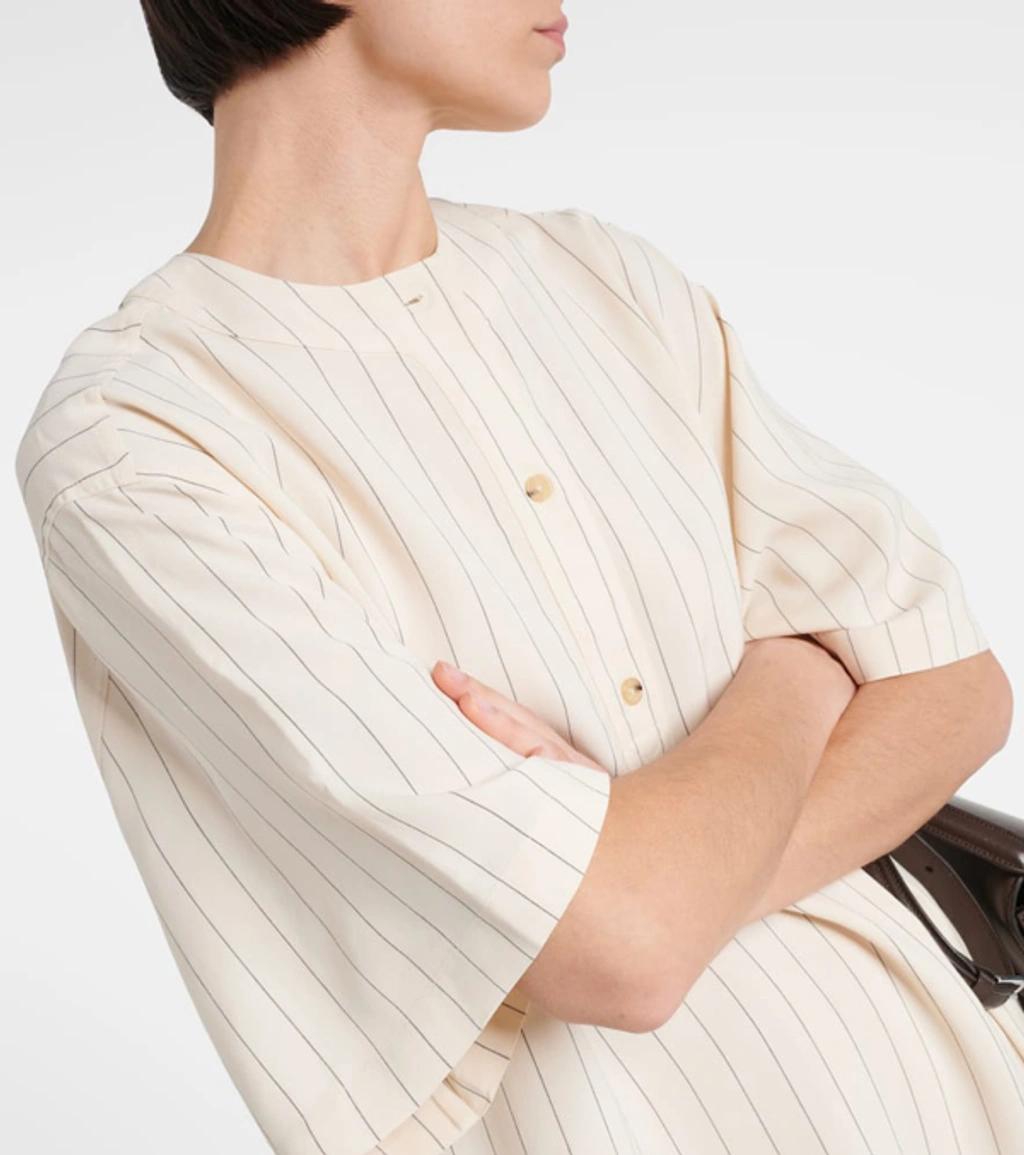 TOTÊME Pinstripe Midi Dress In White Product Image