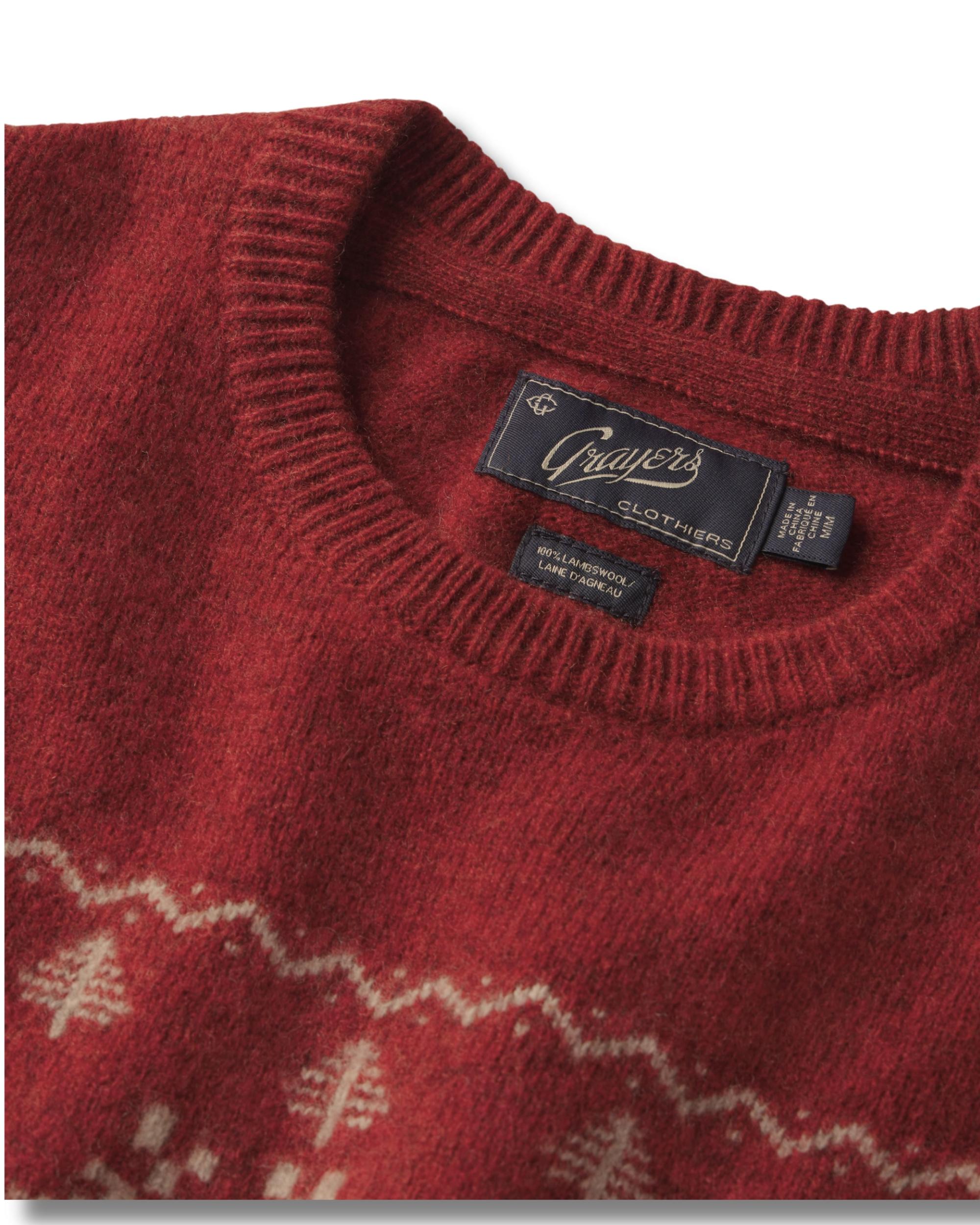 Reindeer Lambswool Sweater Crew - Holiday Red Product Image
