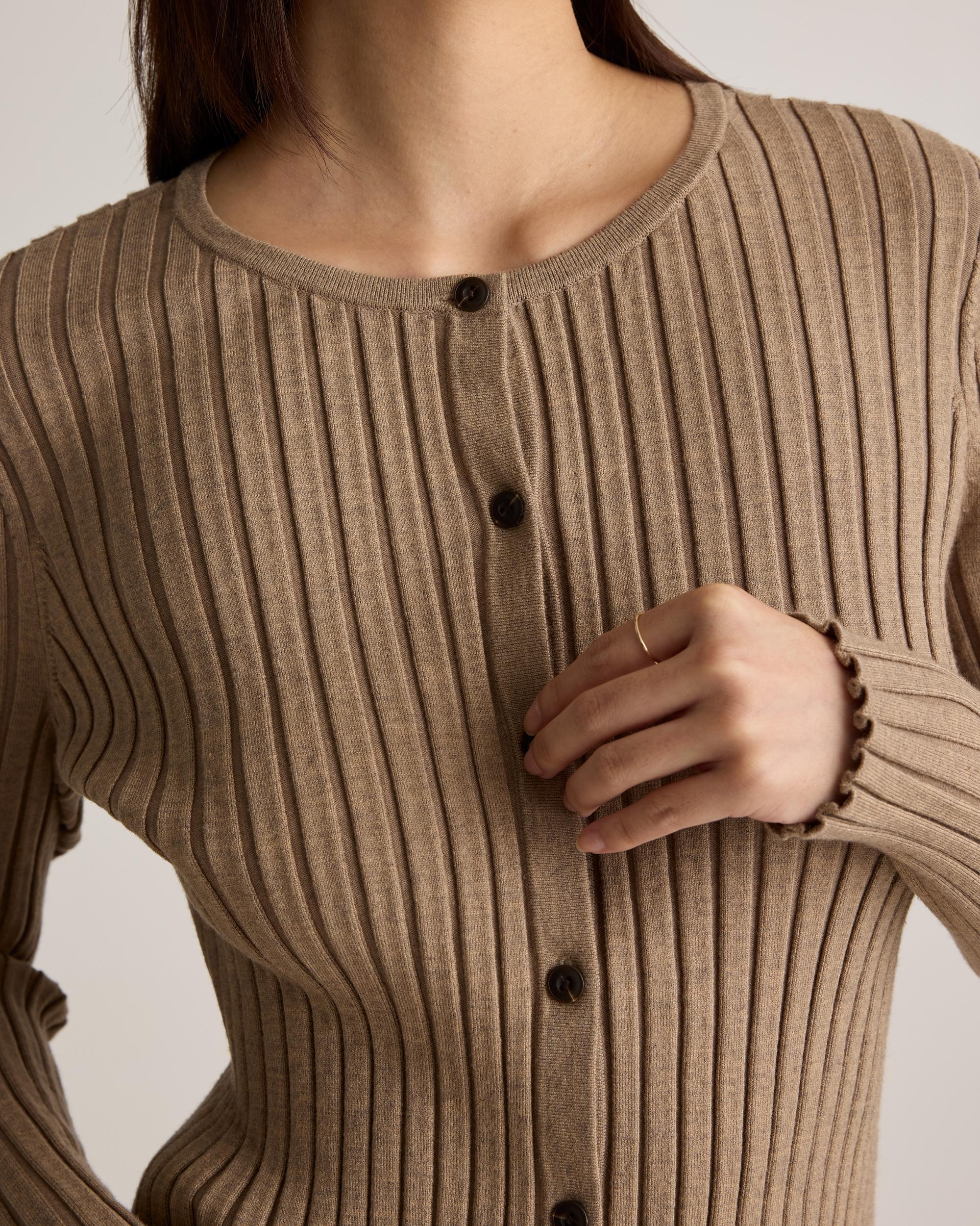 Quince | Women's Eco-Knit Cropped Rib Cardigan Sweater Product Image