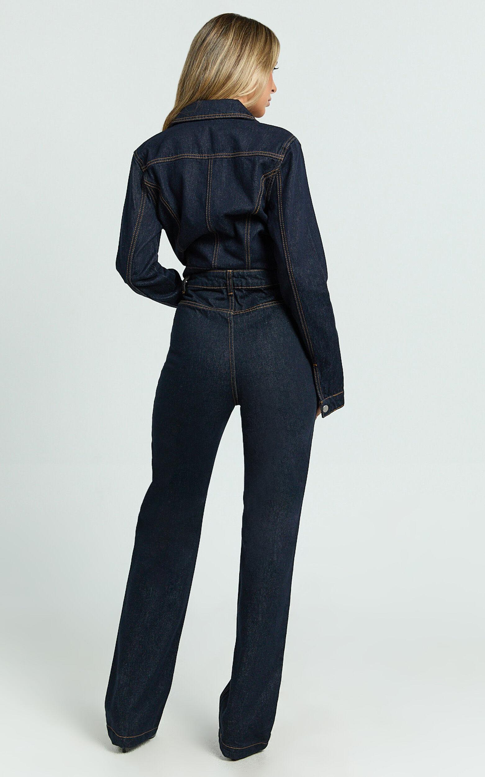 Celia Jeans - High Rise Straight Leg Jeans in Dark Blue Wash Product Image