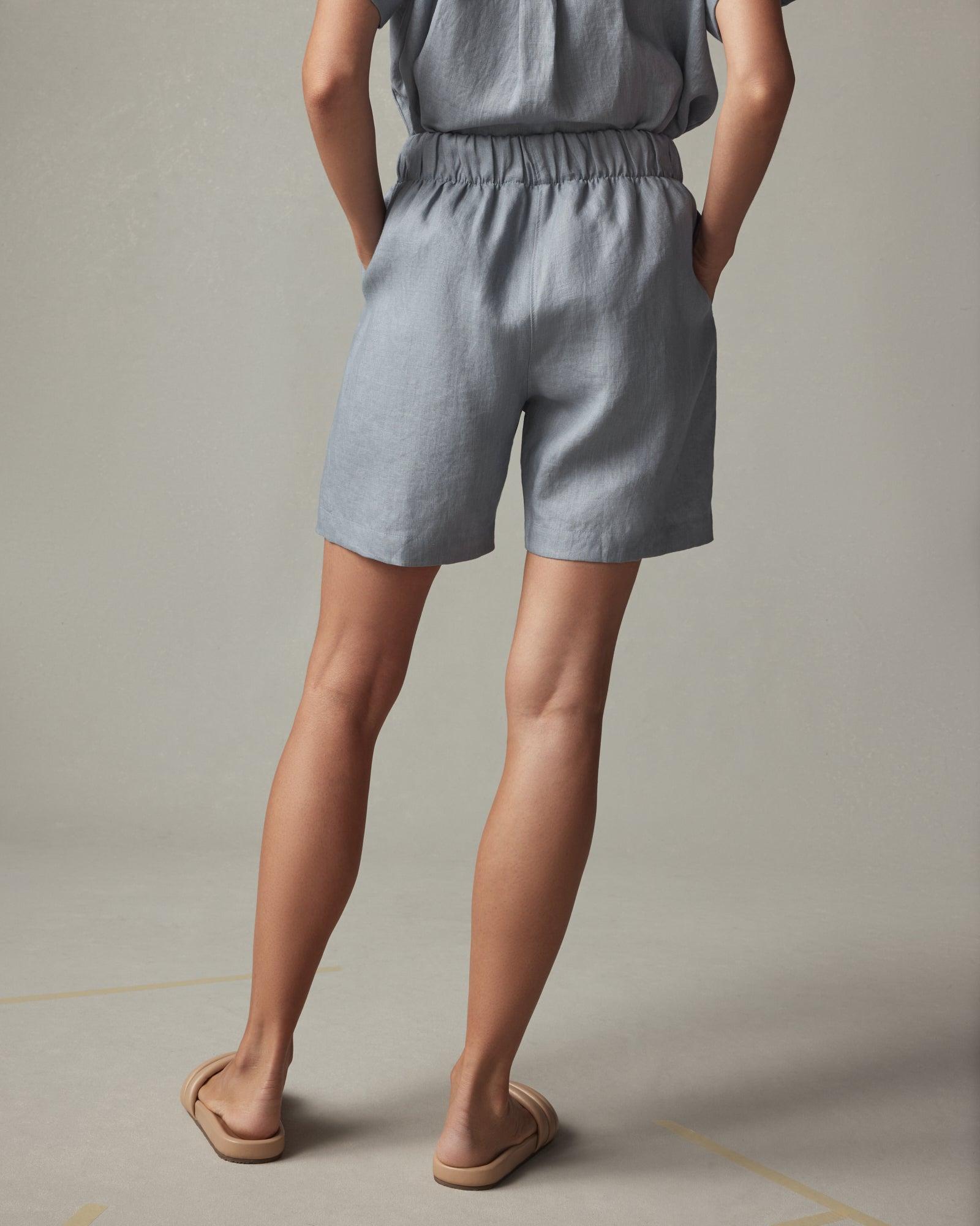 Women's Linen Short - Dusty Blue Female Product Image