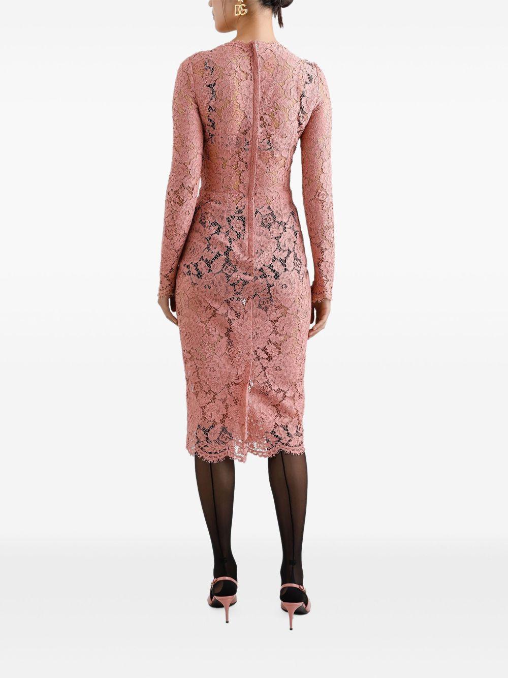 DOLCE & GABBANA Pink Lace Tube Longuette Dress Product Image