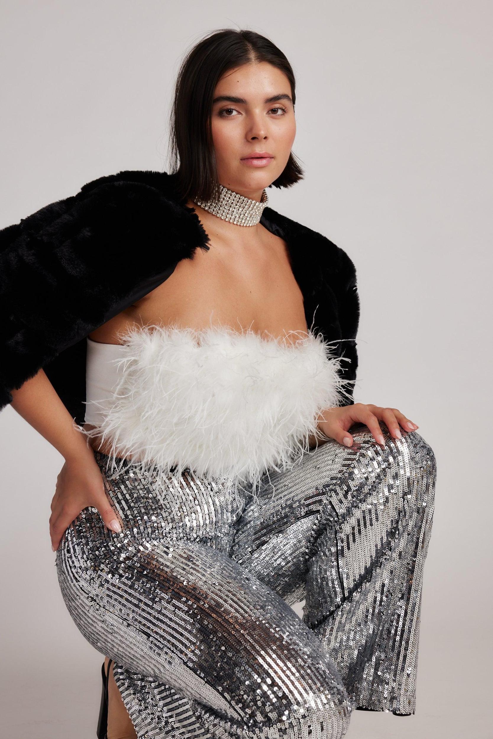 Chanel White Faux Feather Top Product Image