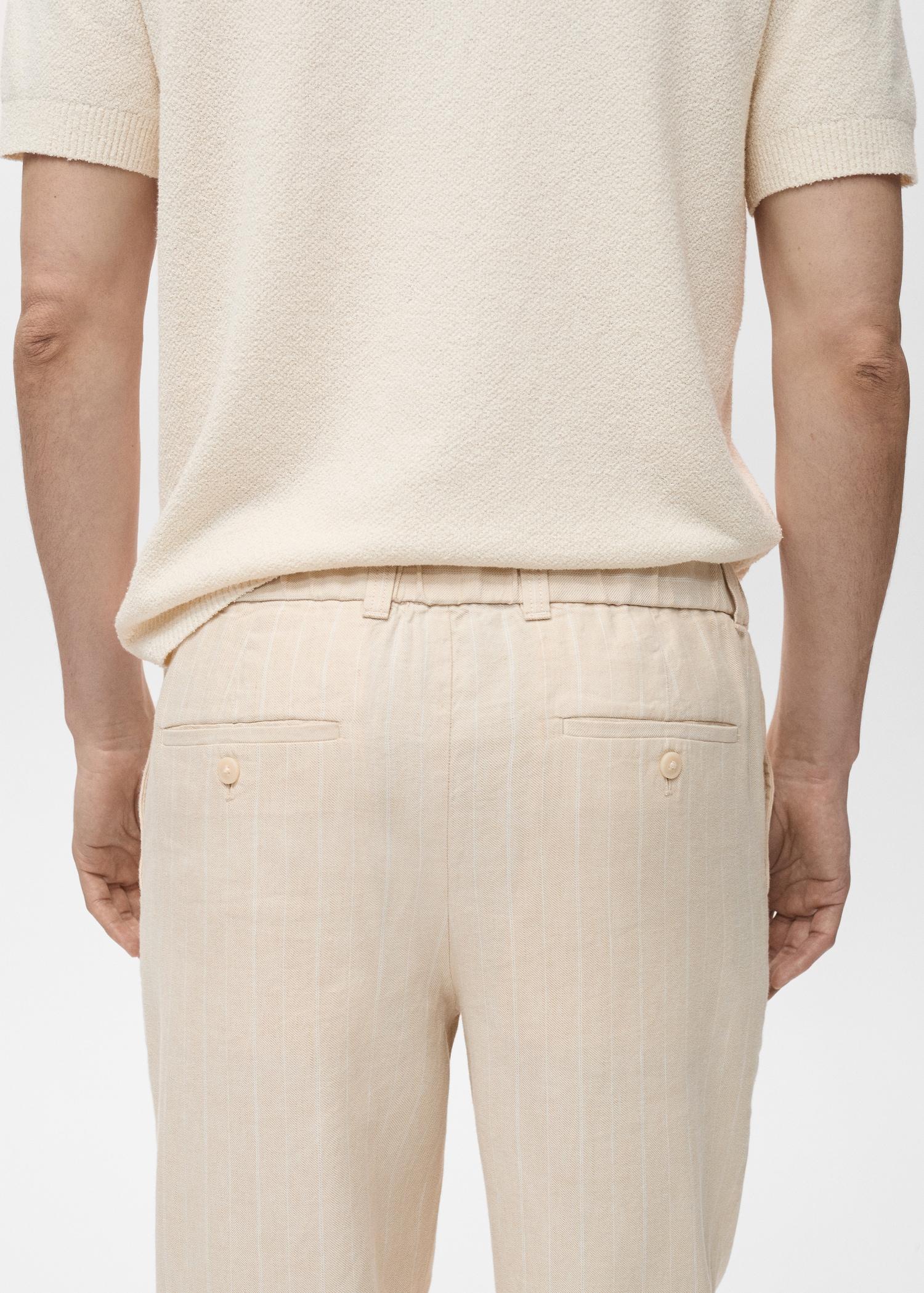 Pinstripe linen pants - Men | MANGO USA Product Image