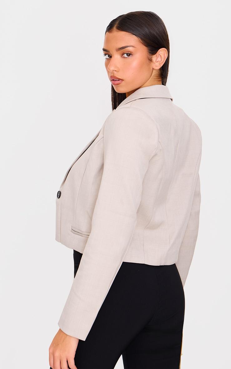 Sand Cropped Patch Pocket Detail Boxy Blazer Product Image