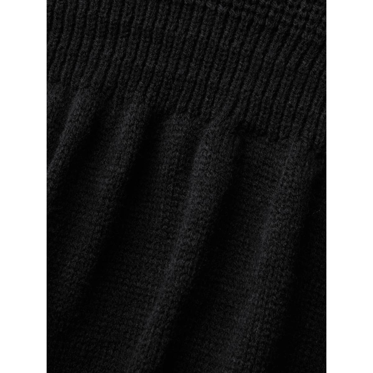 Plus Size V Neck Lace Panel Lantern Sleeve Pullover Black Women Casual Bodycon Long Sleeve V-neck Everyday Pullovers BloomChic 26/4X Product Image