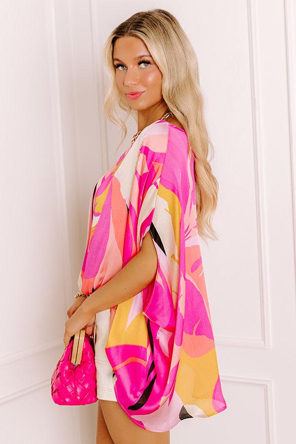 Shades Of Paradise Caftan Top in Pink Product Image