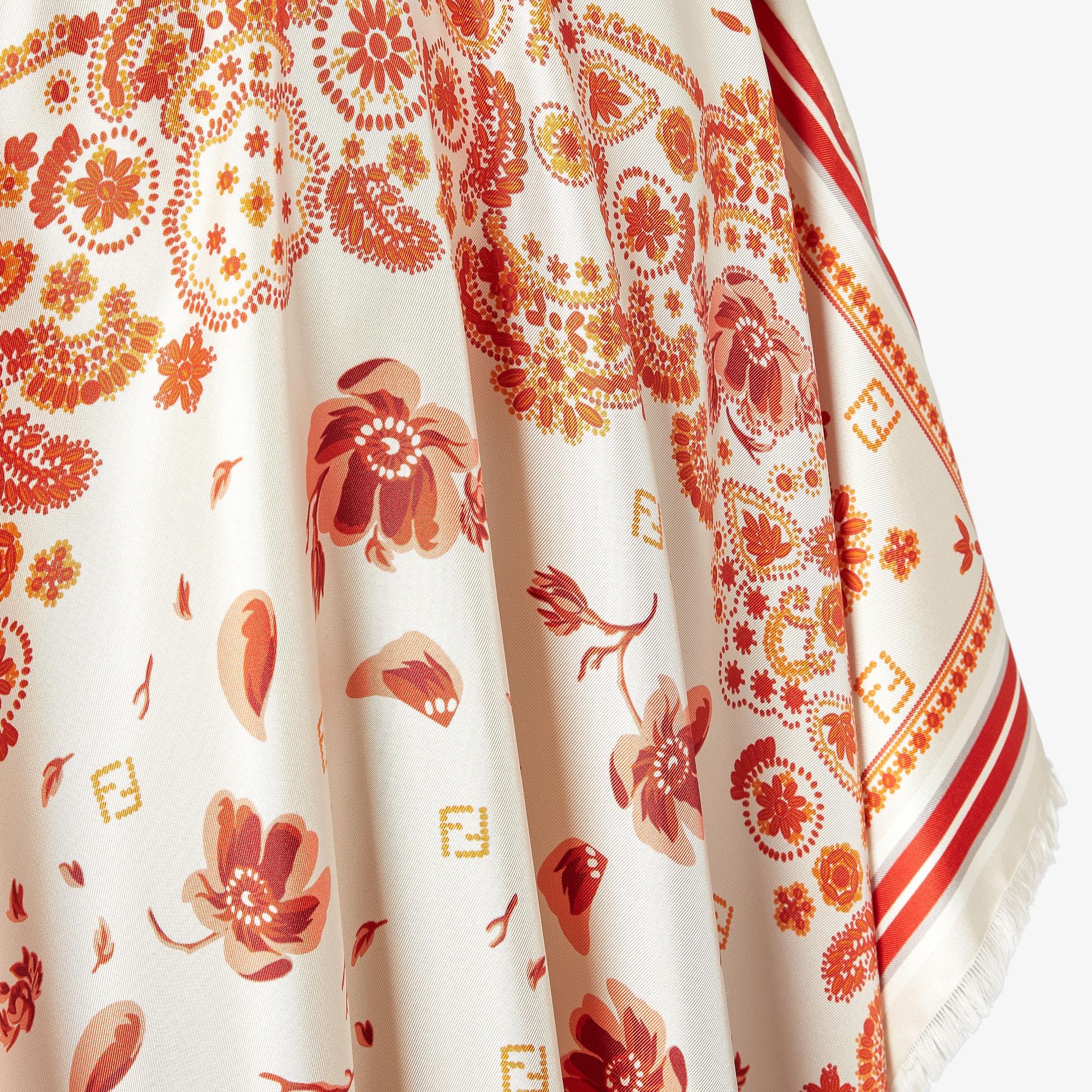 PonchoIvory silk Coral Bandana poncho Product Image