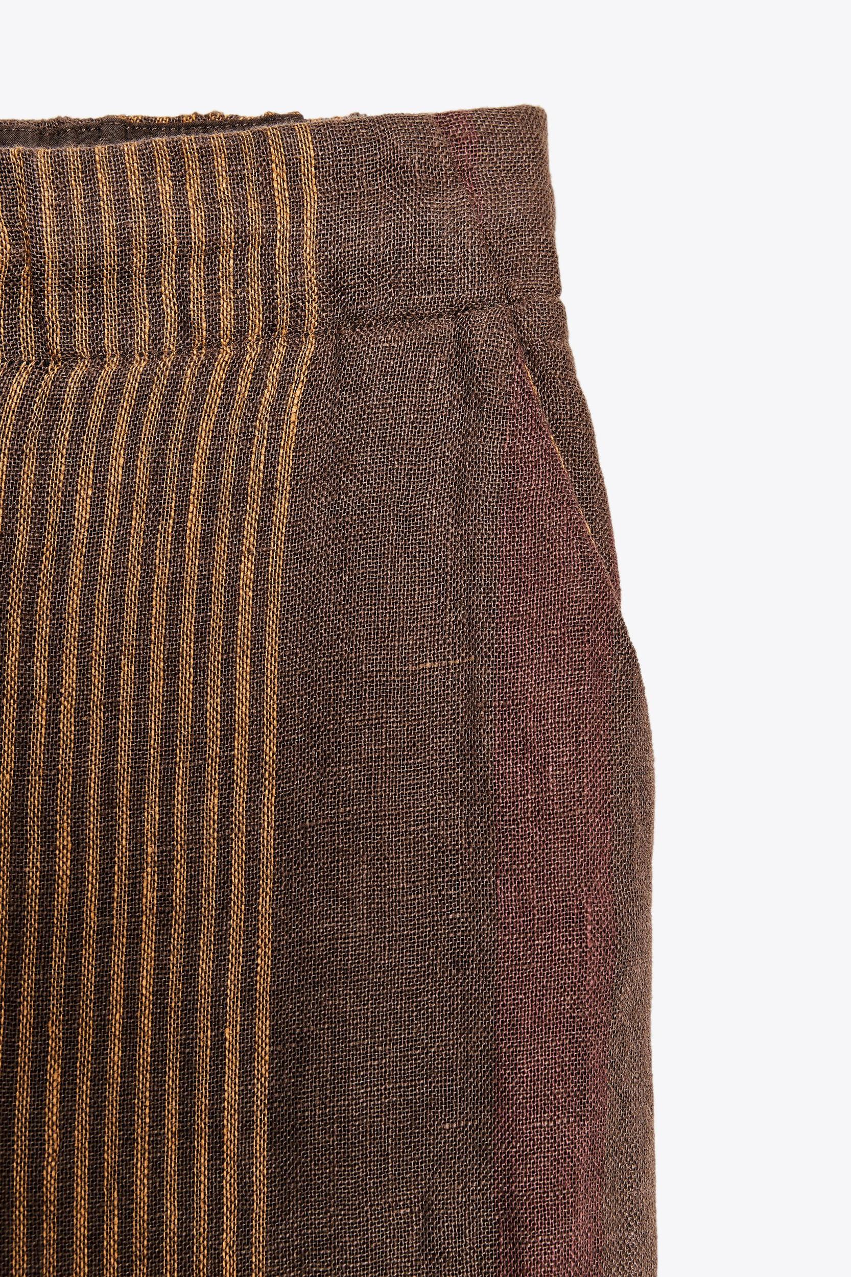 100% LINEN STRIPED PANTS ZW COLLECTION Product Image