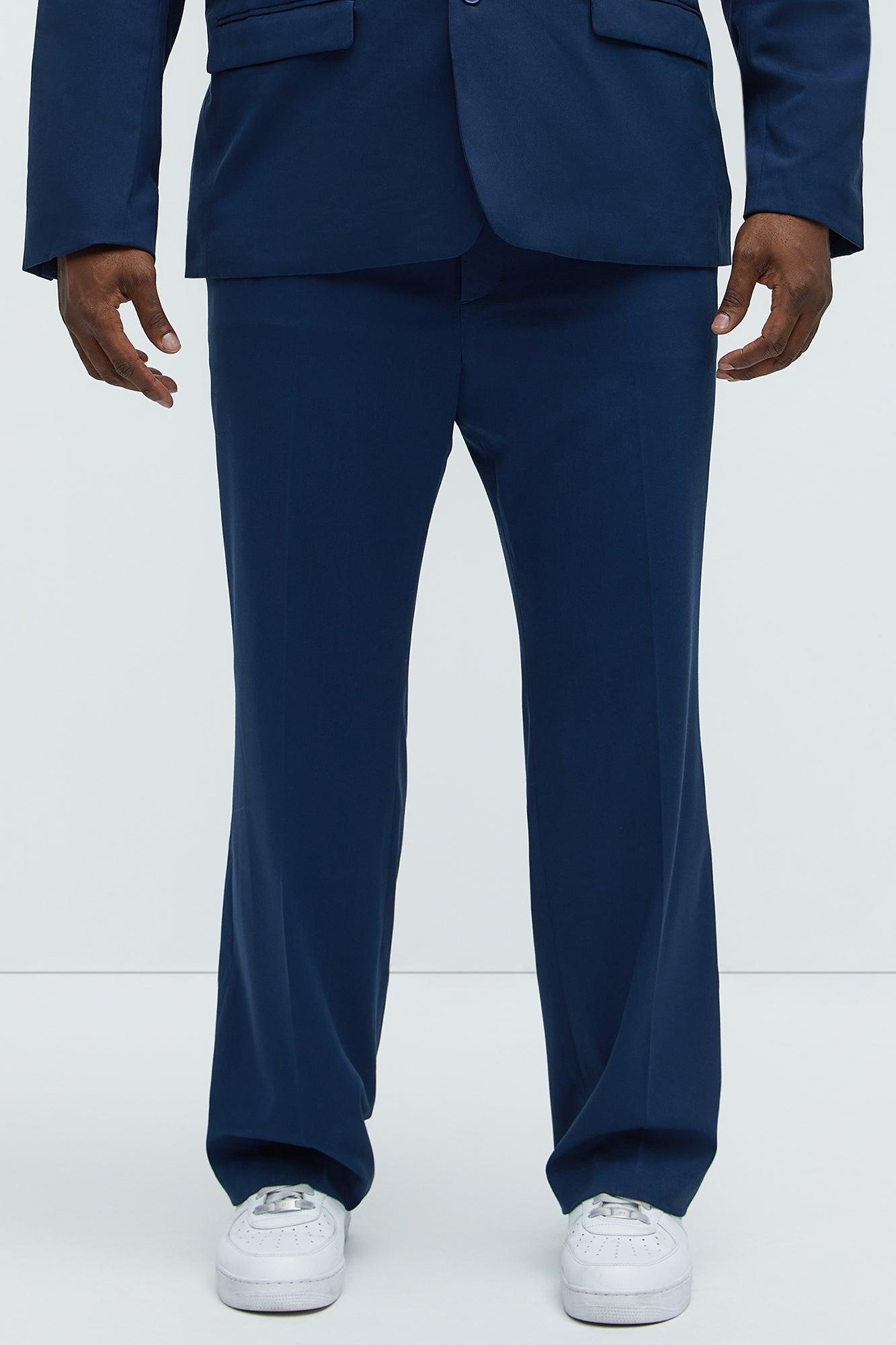 Modern Stretch Straight Trousers - Navy Product Image