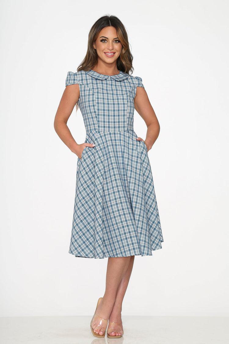 Blue Plaid Swing Dress Product Image