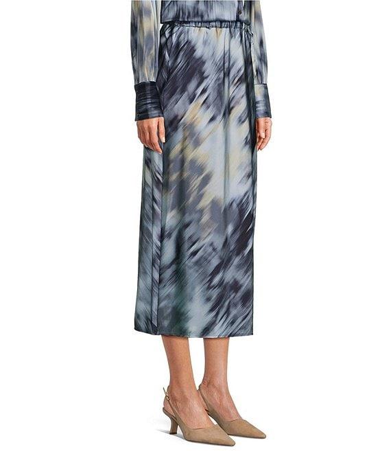 NIC + ZOE Romance Silk Watercolor Blend Tie Waist Midi Skirt Product Image