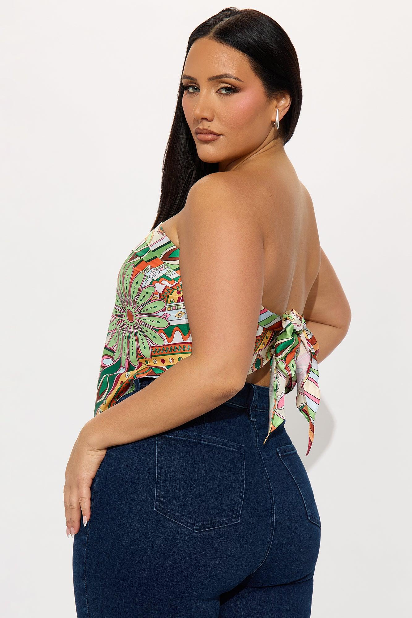 South Beach Handkerchief Top - Green/combo Product Image