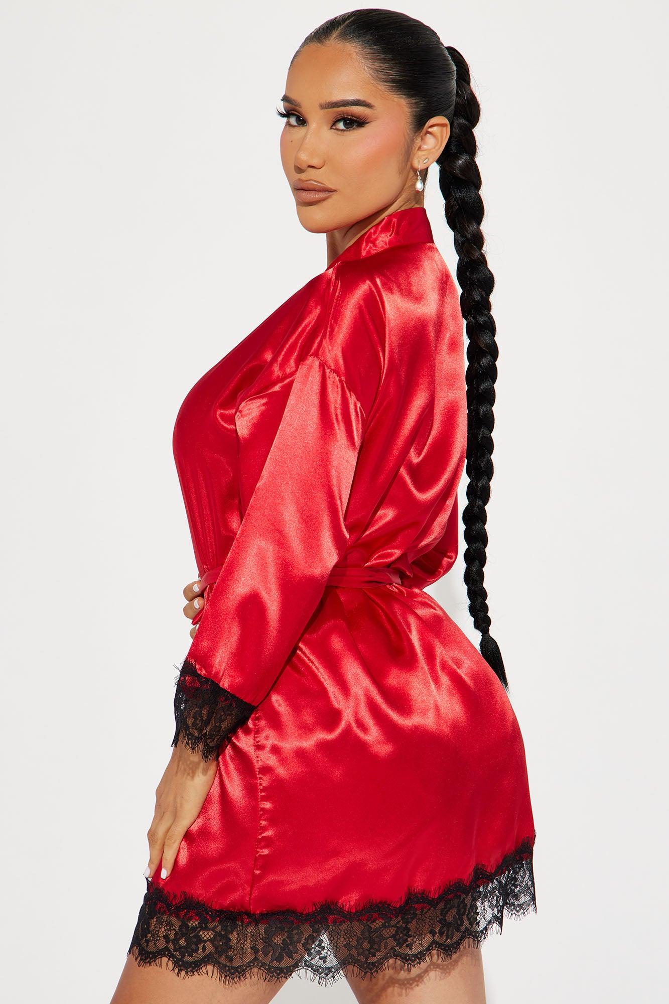 Special Lover Satin PJ Robe Set - Red Product Image