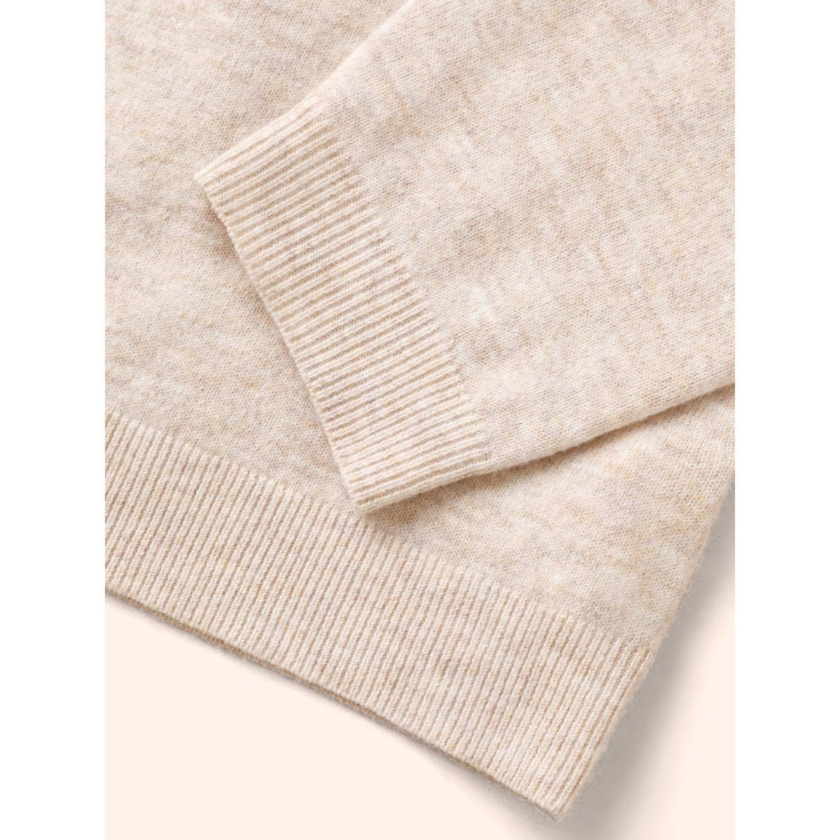 Plus Size Round Neck Pearl Beaded Pullover Apricot Women Leisure Long Sleeve Round Neck Casual Pullovers BloomChic 22-24/3X Product Image