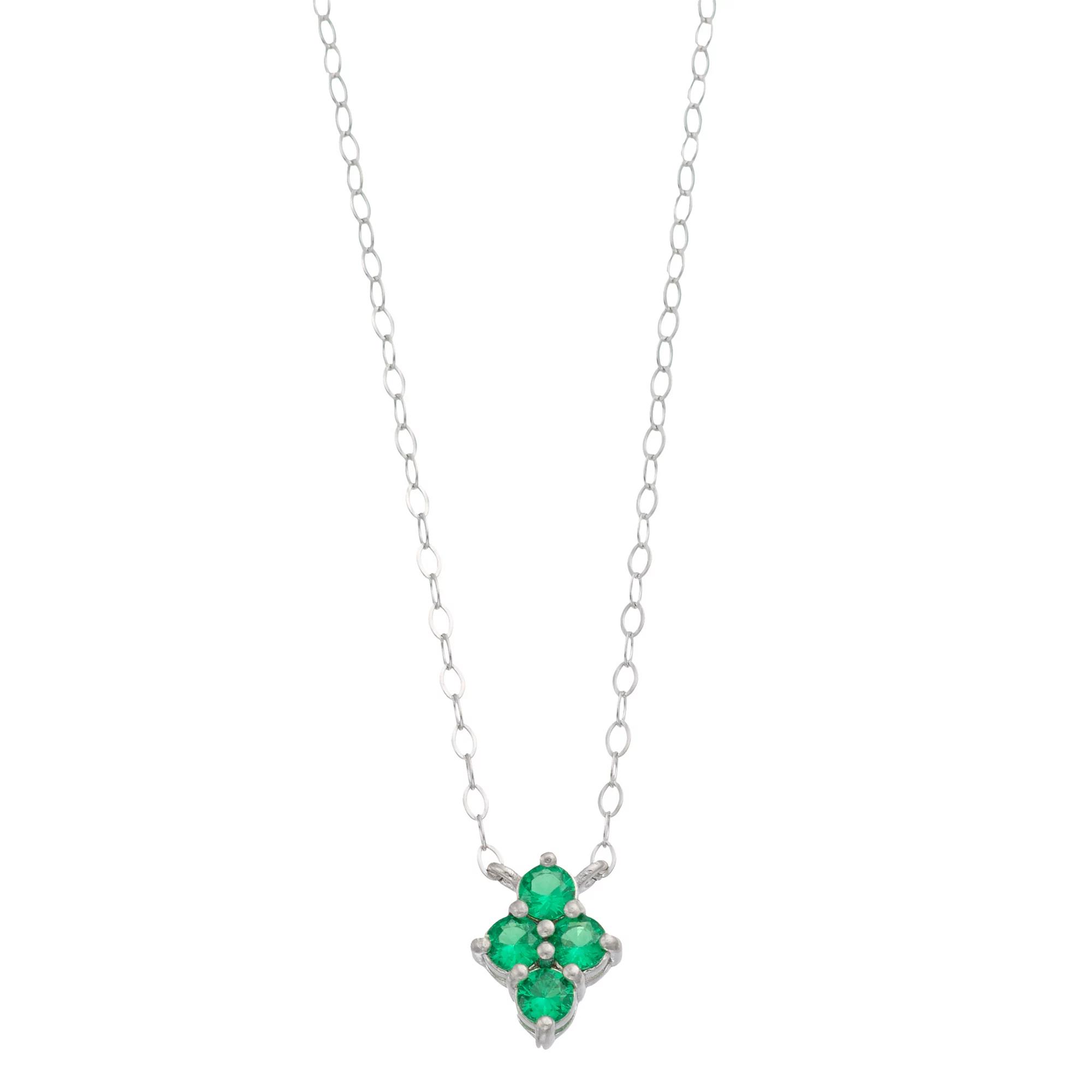 Aleure Precioso Sterling Silver Lab-Created Gemstone 4-Stone Necklace, Women's, Size: 16", Sterling Silver Red Product Image