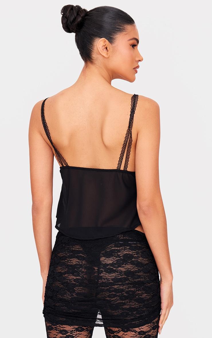 Black Chiffon Lace Long Top Product Image