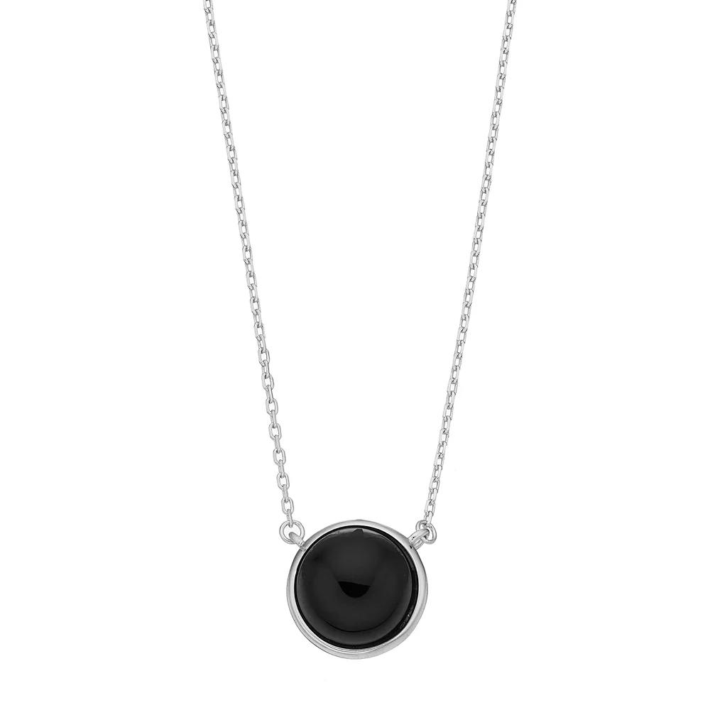 Sterling Silver Onyx Cabochon Necklace, Women's Product Image
