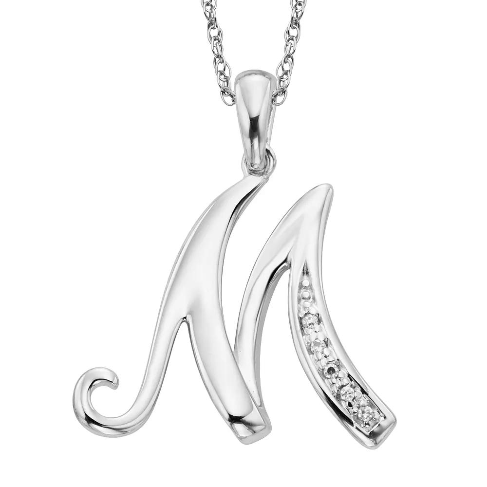 Sterling Silver Diamond Accent Initial Pendant, Women's,  Product Image