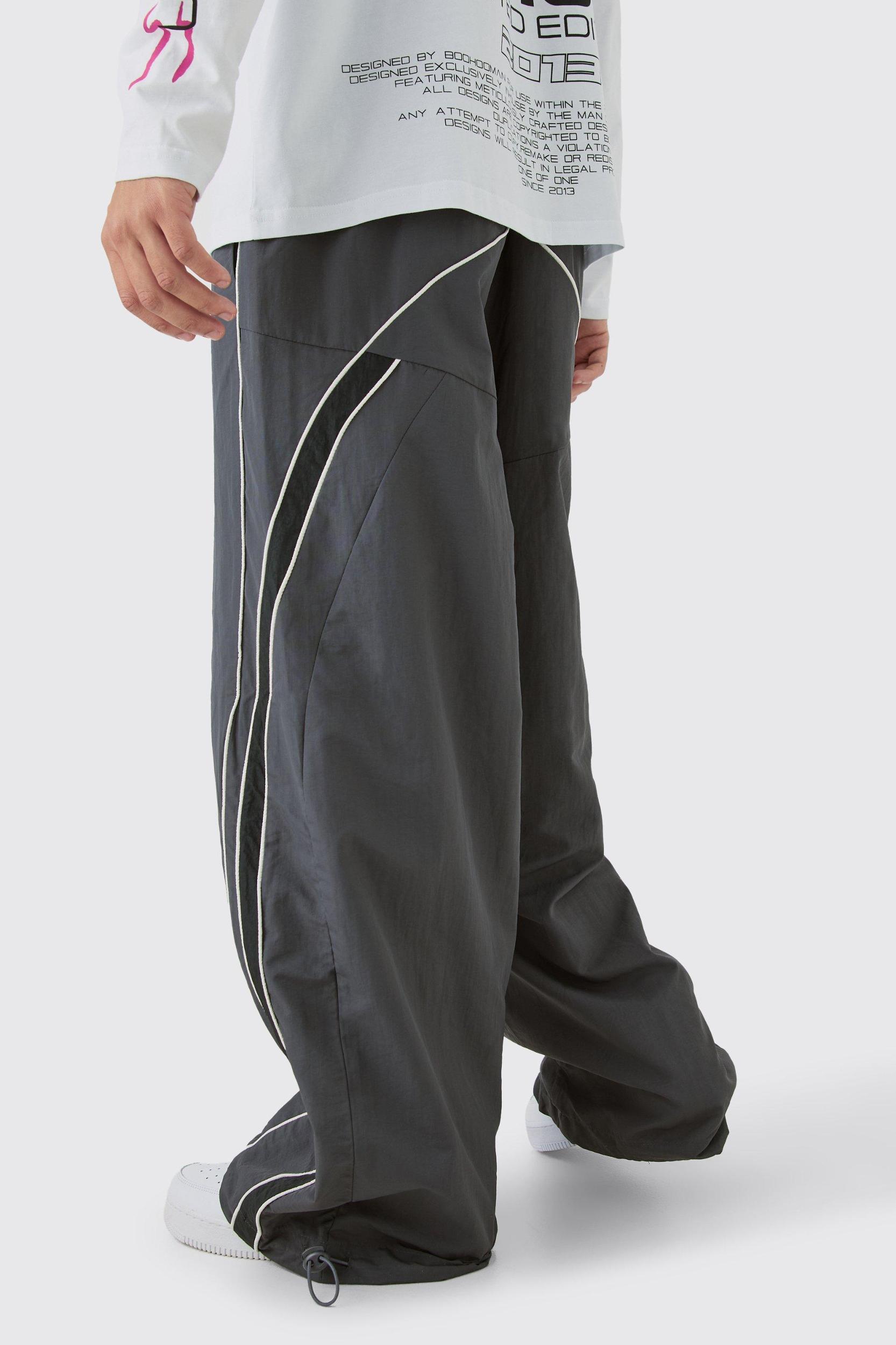 Elasticated Waist Piping Detail Parachute Pants | boohooMAN USA Product Image