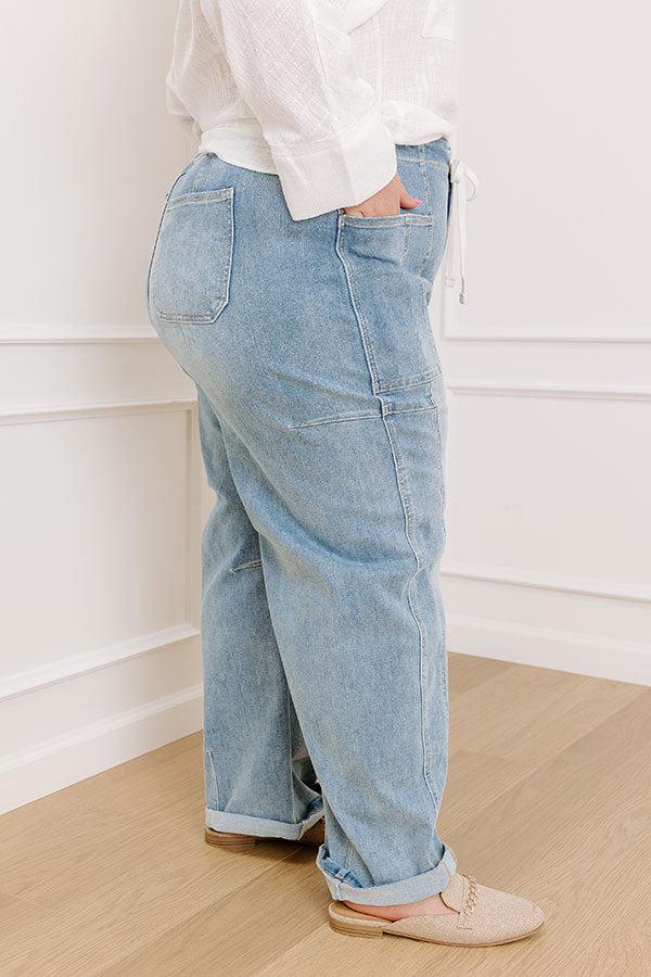 RISEN Lillian High Waist Barrel Leg Cargo Jean Curves Product Image
