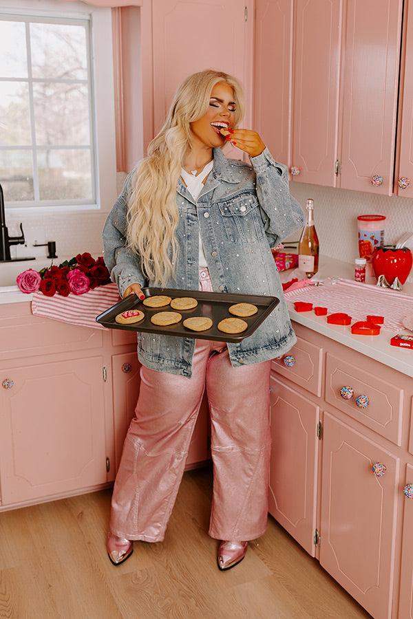 The Raleigh High Waist Metallic Pants In Pink Curves Product Image