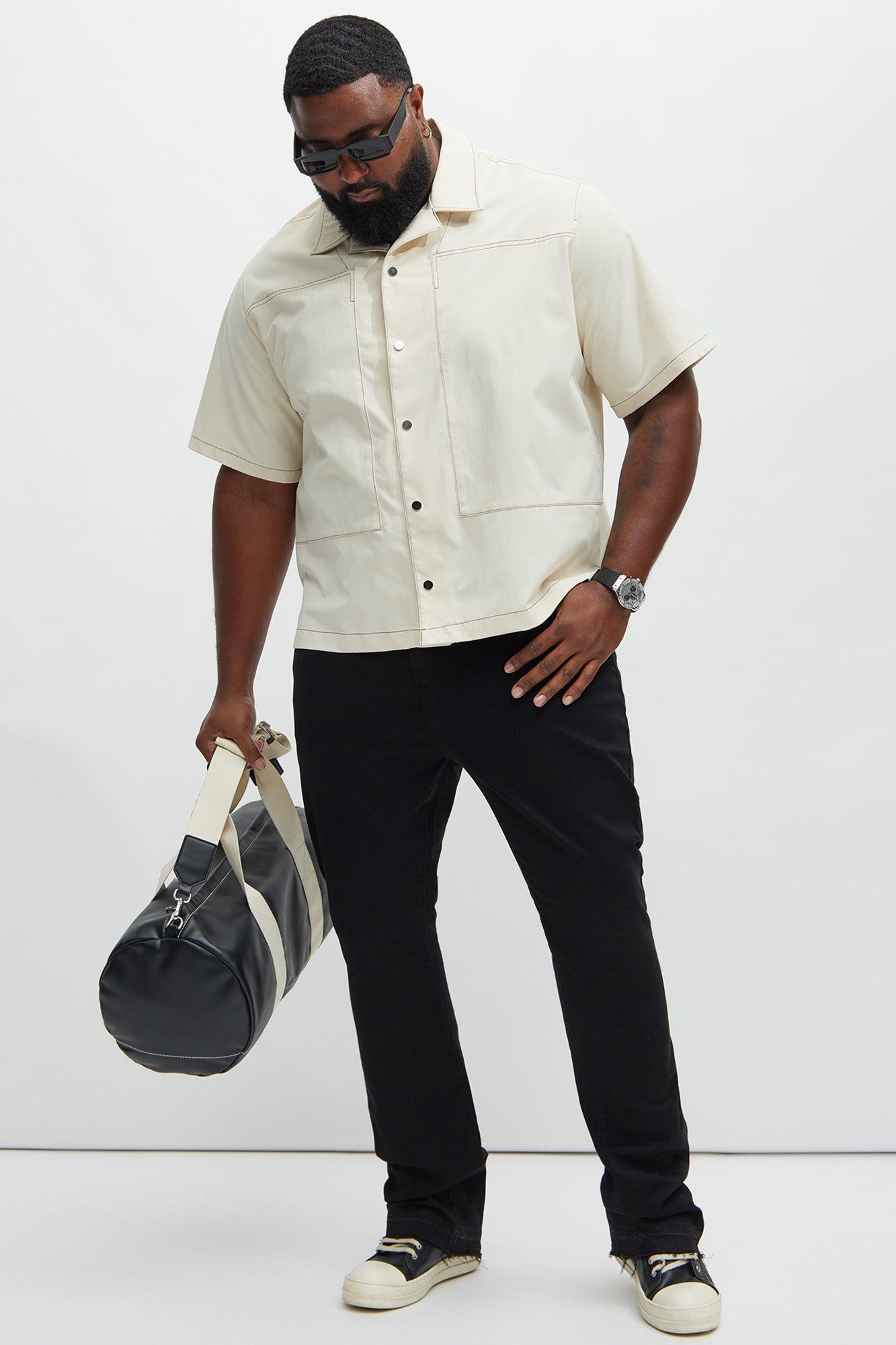 Hudson Contrast Stitching Shirt - Cream Product Image