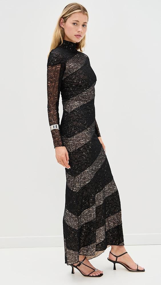 alice + olivia Delora Lace Paneled Mock Neck Dress | Shopbop Product Image