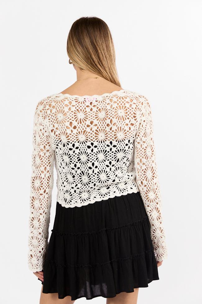 Unbeatable Memories Long Sleeve Ivory Crochet Cardigan FINAL SALE Product Image