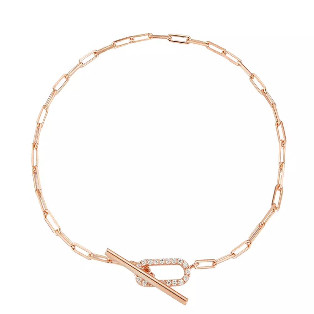 Sunkissed Sterling Sterling Silver Cubic Zirconia Toggle Bracelet, Women's, Size: 7", Rose Gold Tone Product Image