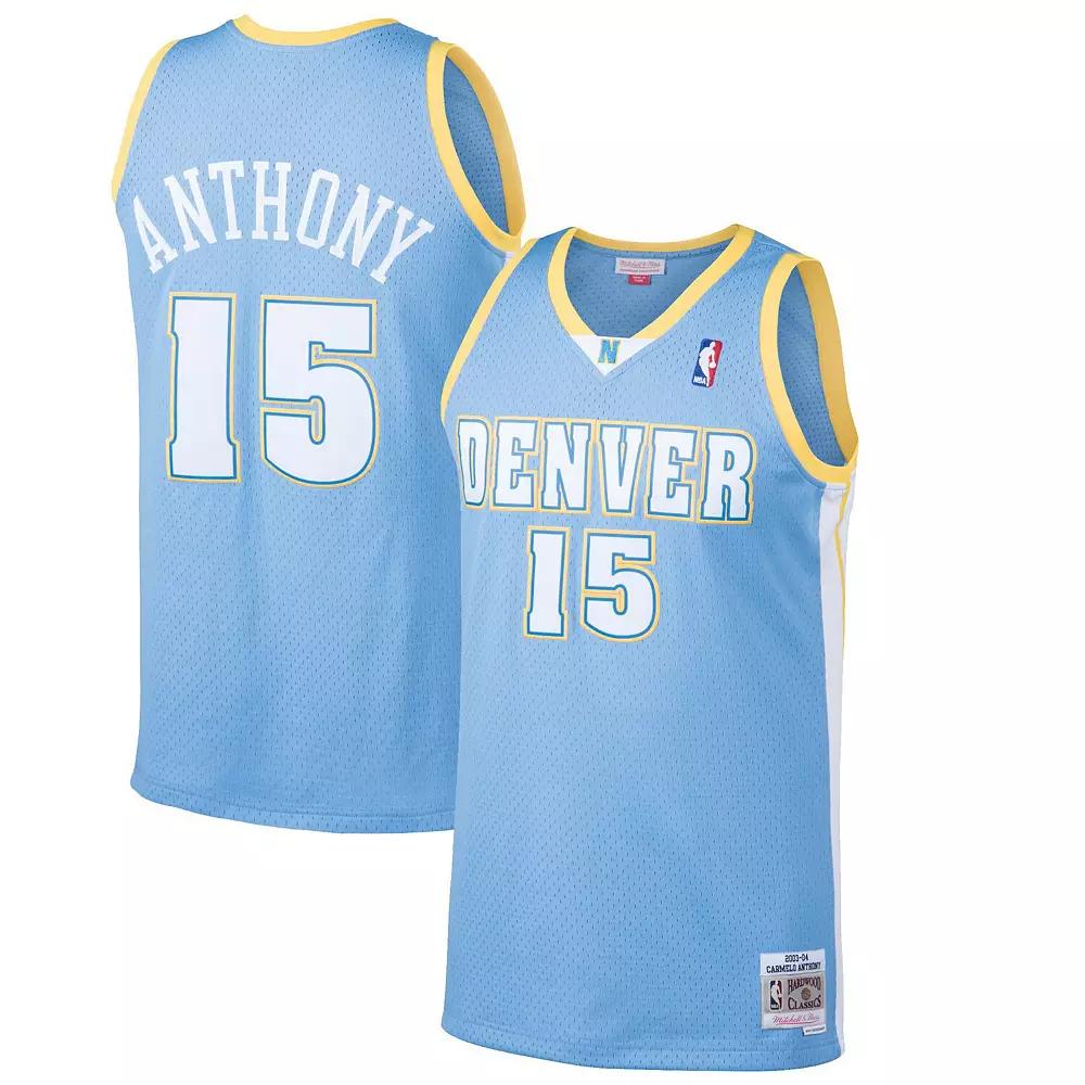 Men's Mitchell & Ness Carmelo Anthony Light Blue Denver Nuggets 2003-04 Hardwood Classics Swingman Jersey, Size: Small, Nug Light Product Image
