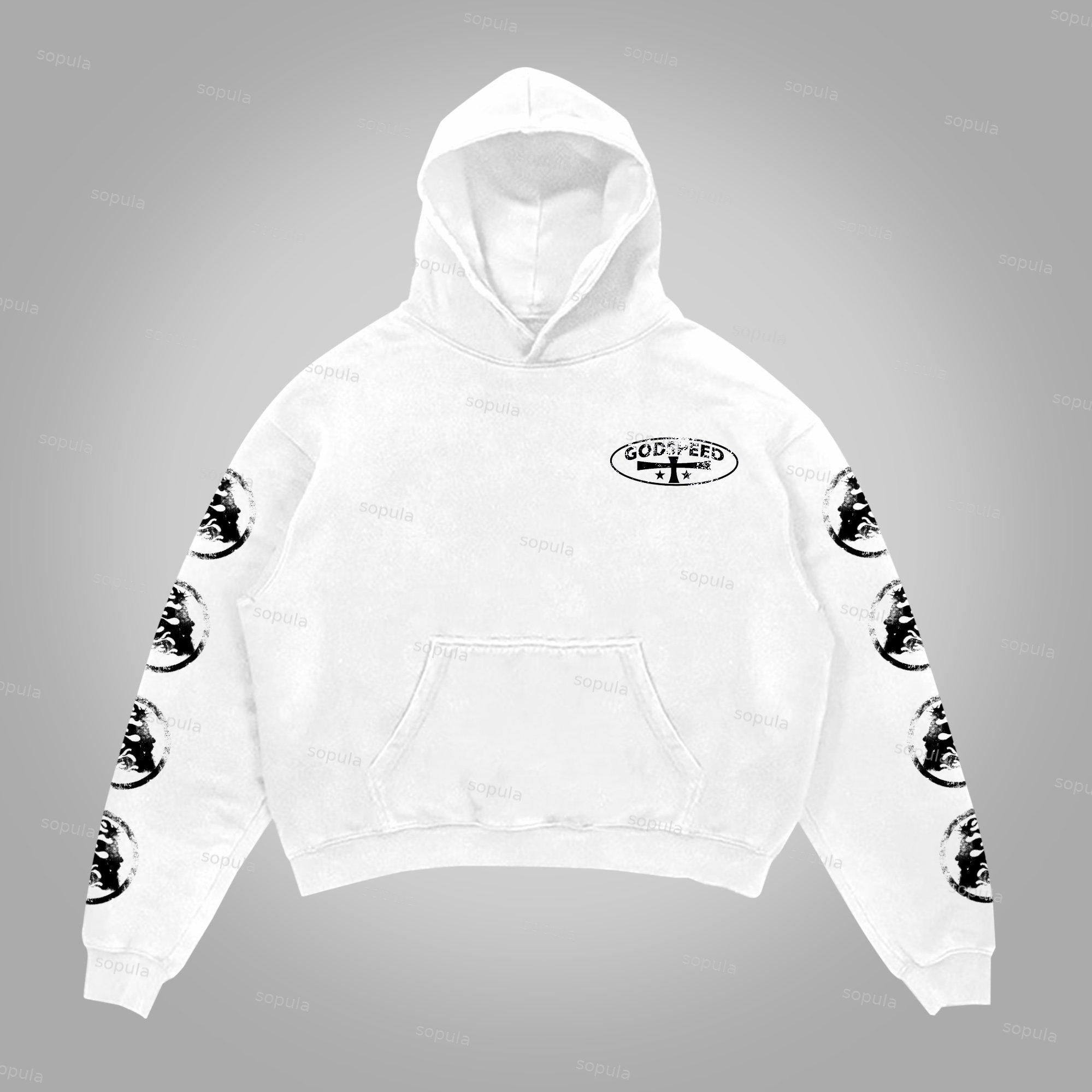 Sopula God Is With Me. Retro Vintage Printed Graphics Cotton Pocket Hoodie Product Image