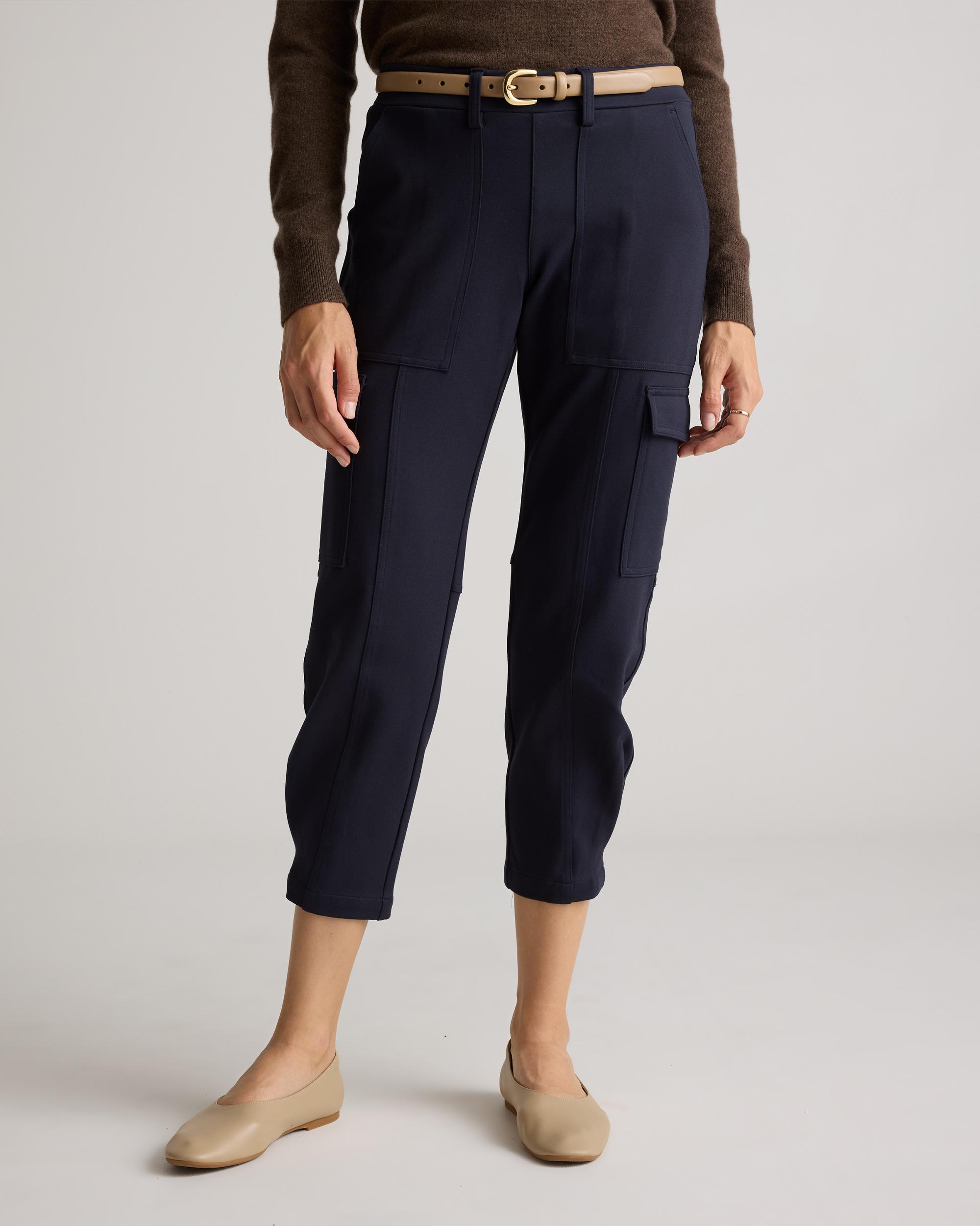 Quince | Women's Ultra-Stretch Ponte Tapered Cargo Pants Size XL, Rayon Product Image