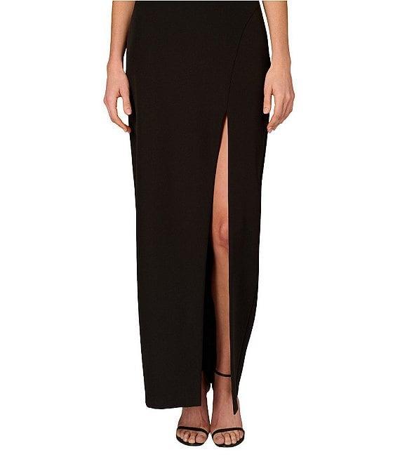 Aidan Mattox Stretch Crepe Strapless Beaded High Leg Sheath Gown Product Image