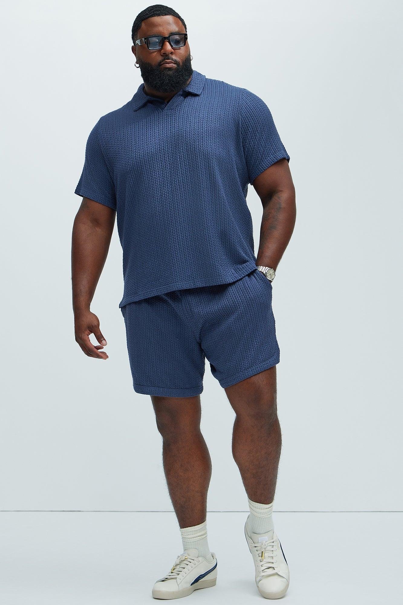 Catanina Textured Shorts - Navy Product Image
