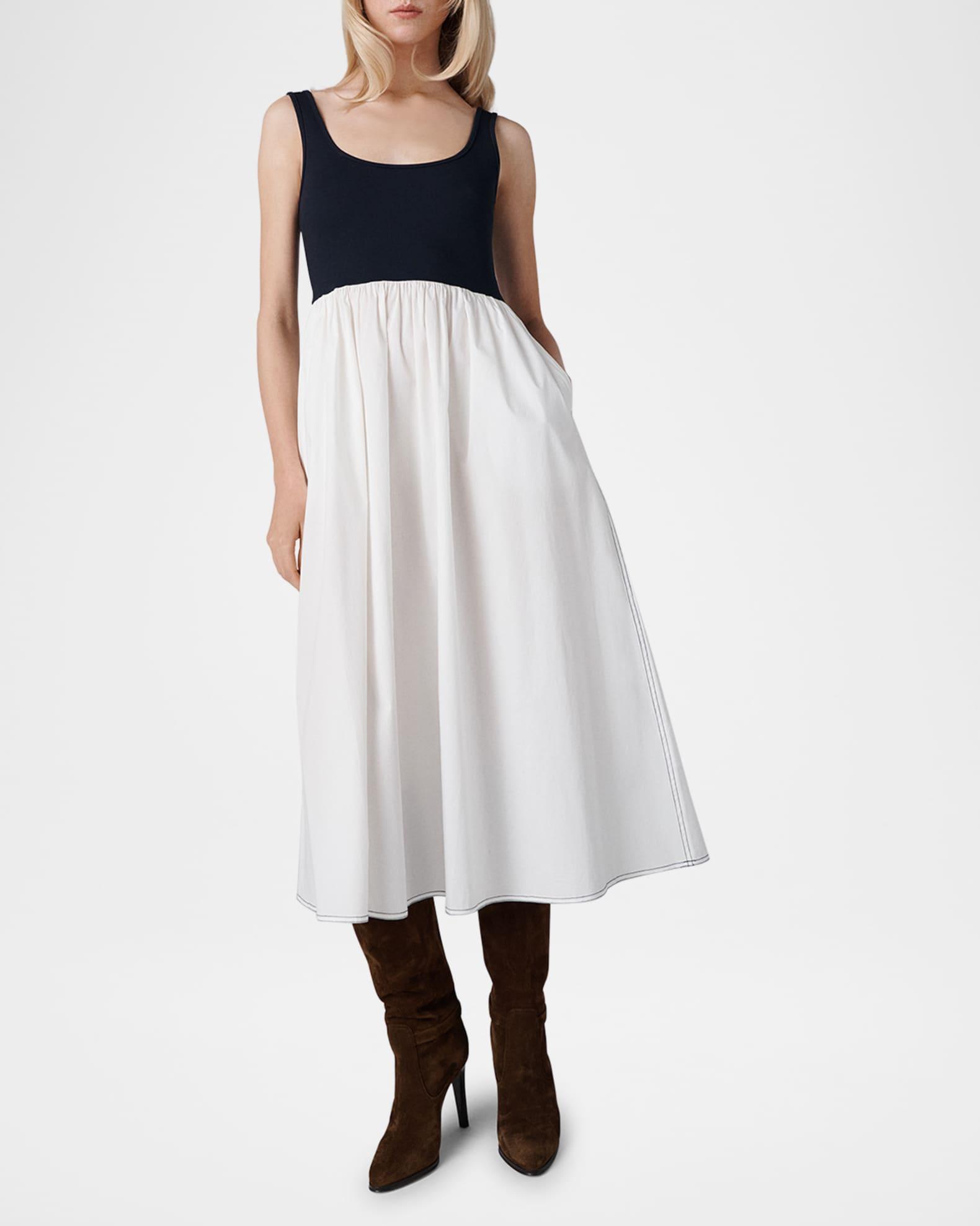 Selena Sleeveless Mixed Media Midi Dress Product Image