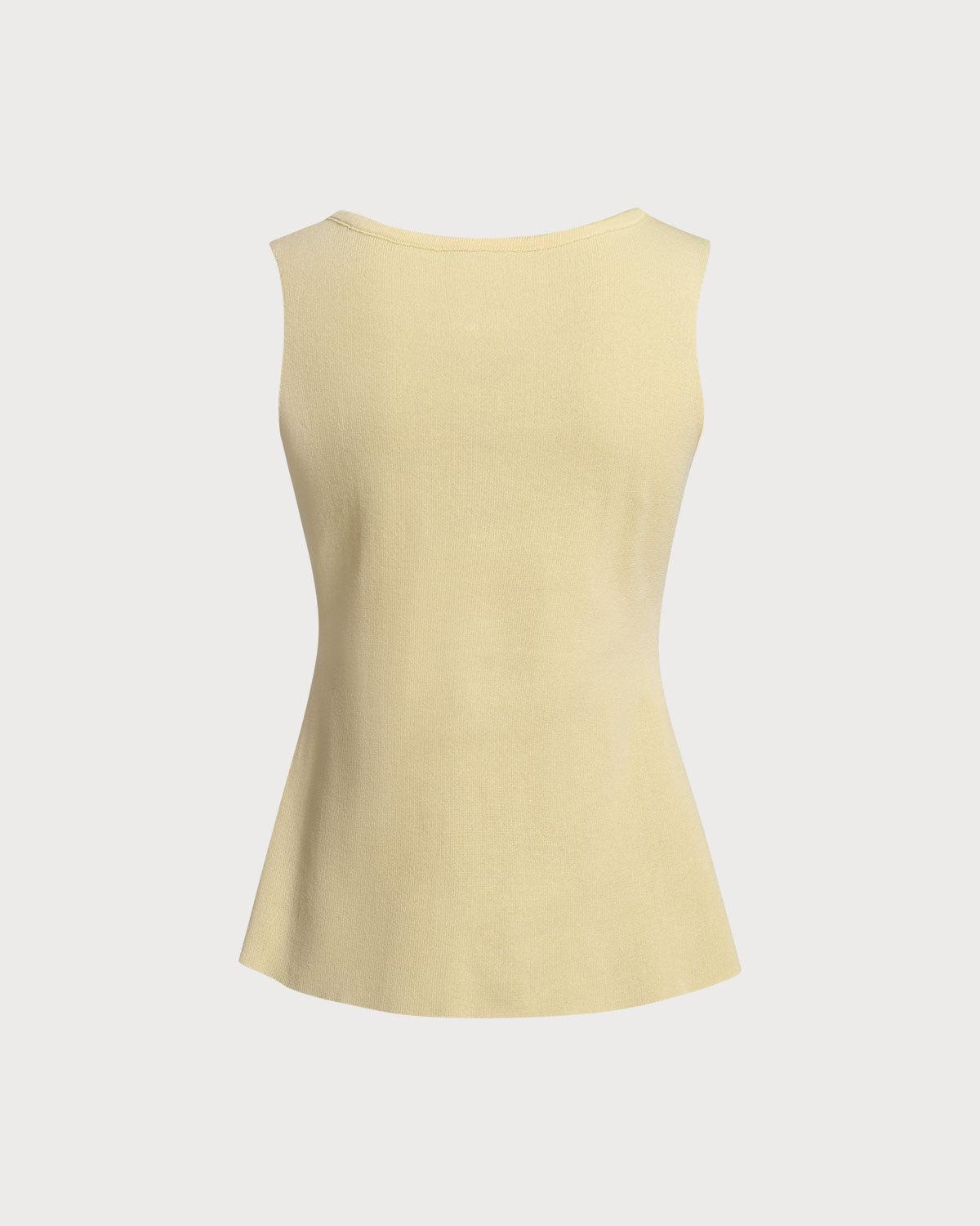 Yellow U Neck Single Breasted Vest Product Image